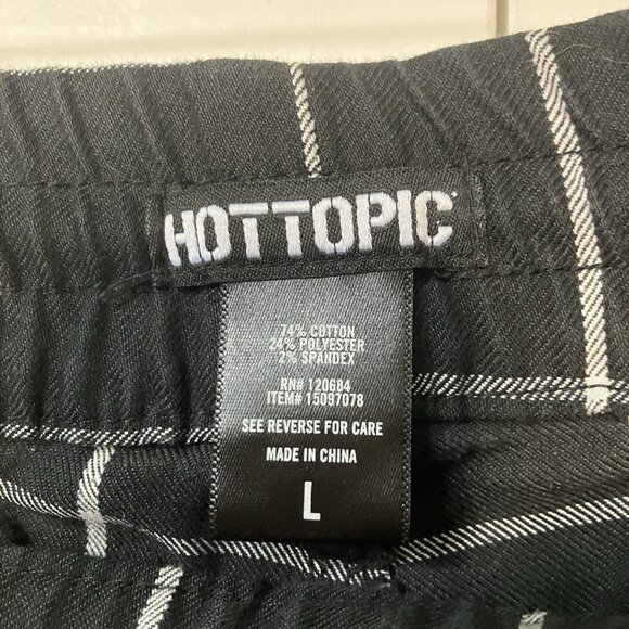 Hot Topic Black & White Grid Cargo Jogger Pants Mens L Plaid Punk Goth - Picture 4 of 10